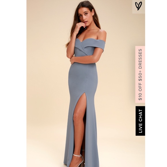 blue grey maxi dress